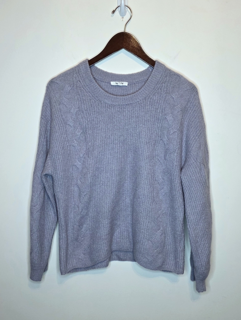 Splendid Collection Wool Blend Lavender Gray Cable Knit Sweater Size Medium